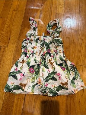 Janie and Jack Tropical Floral Tank Top in White, Green, Pink